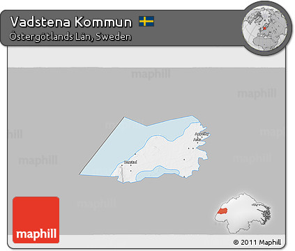 Gray 3D Map of Vadstena Kommun, single color outside