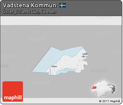 Gray 3D Map of Vadstena Kommun, single color outside