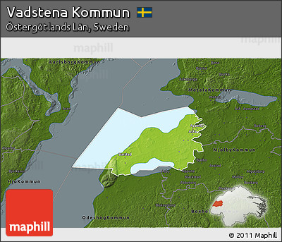 Physical 3D Map of Vadstena Kommun, darken