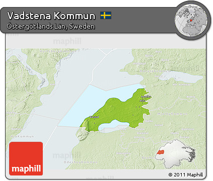 Physical 3D Map of Vadstena Kommun, lighten