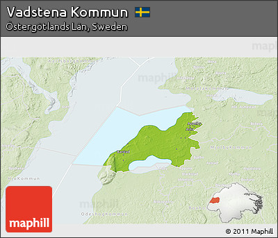 Physical 3D Map of Vadstena Kommun, lighten