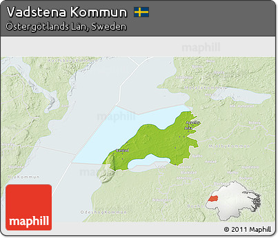Physical 3D Map of Vadstena Kommun, lighten