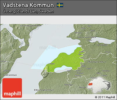 Physical 3D Map of Vadstena Kommun, semi-desaturated