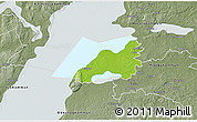 Physical 3D Map of Vadstena Kommun, semi-desaturated