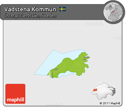 Physical 3D Map of Vadstena Kommun, single color outside