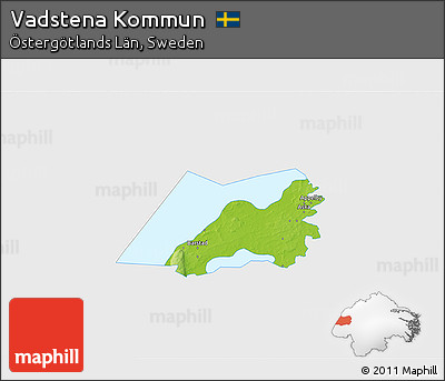 Physical 3D Map of Vadstena Kommun, single color outside