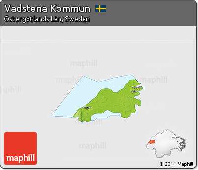 Physical 3D Map of Vadstena Kommun, single color outside