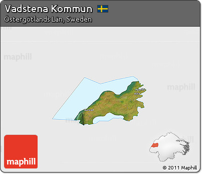 Satellite 3D Map of Vadstena Kommun, single color outside