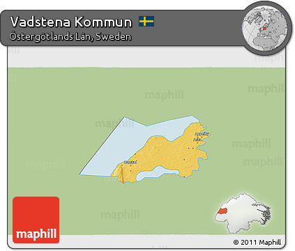 Savanna Style 3D Map of Vadstena Kommun, single color outside