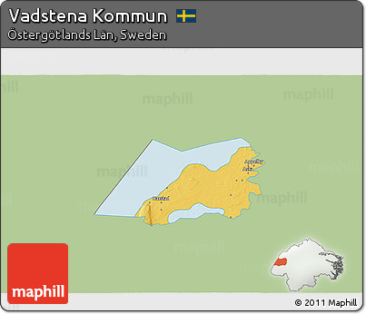 Savanna Style 3D Map of Vadstena Kommun, single color outside