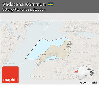 Shaded Relief 3D Map of Vadstena Kommun, lighten