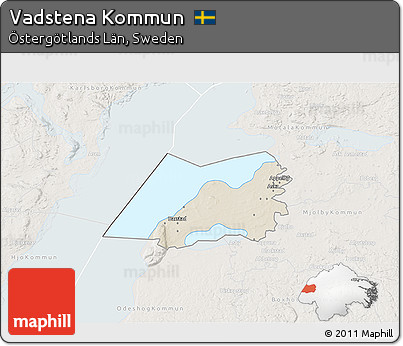 Shaded Relief 3D Map of Vadstena Kommun, lighten