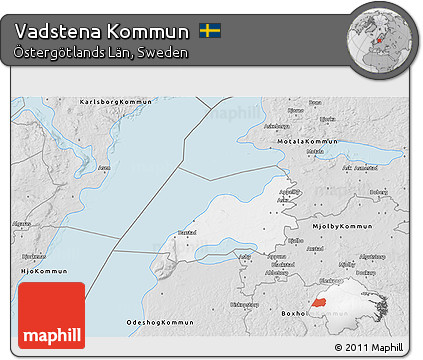 Silver Style 3D Map of Vadstena Kommun