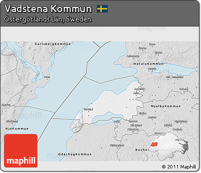 Silver Style 3D Map of Vadstena Kommun