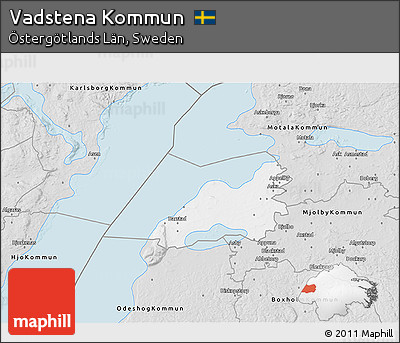 Silver Style 3D Map of Vadstena Kommun