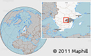 Gray Location Map of Vadstena Kommun, highlighted country, highlighted parent region, hill shading