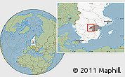 Savanna Style Location Map of Vadstena Kommun, highlighted country, highlighted parent region, hill shading