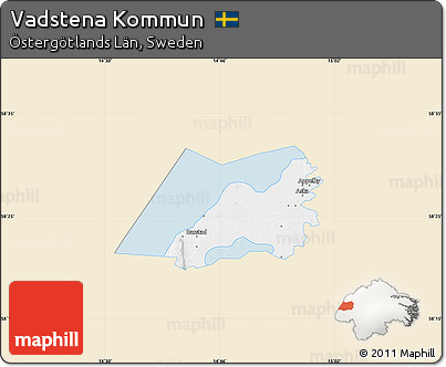 Classic Style Map of Vadstena Kommun, single color outside