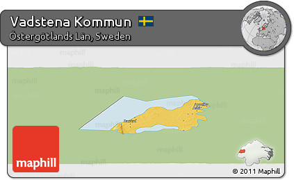 Savanna Style Panoramic Map of Vadstena Kommun, single color outside