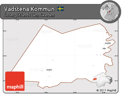 Classic Style Simple Map of Vadstena Kommun, cropped outside