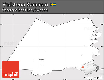 Silver Style Simple Map of Vadstena Kommun, cropped outside