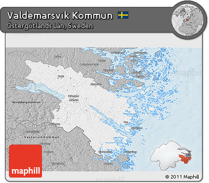 Gray 3D Map of Valdemarsvik Kommun