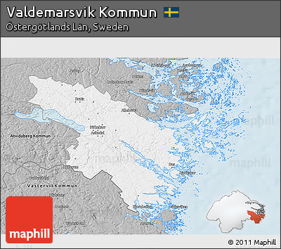 Gray 3D Map of Valdemarsvik Kommun