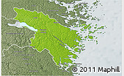Physical 3D Map of Valdemarsvik Kommun, semi-desaturated
