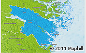 Political 3D Map of Valdemarsvik Kommun, physical outside