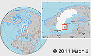 Gray Location Map of Valdemarsvik Kommun, highlighted country, within the entire country