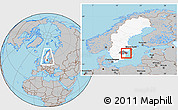 Gray Location Map of Valdemarsvik Kommun, highlighted country, highlighted parent region, within the entire country
