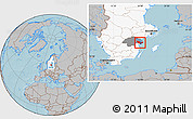 Gray Location Map of Valdemarsvik Kommun, highlighted country, highlighted parent region, hill shading