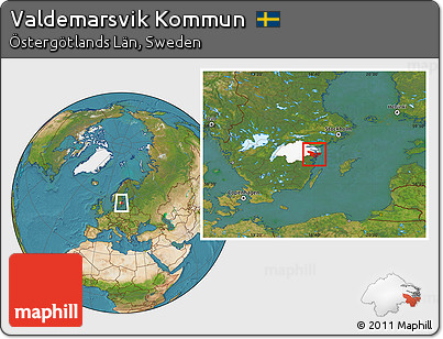 Satellite Location Map of Valdemarsvik Kommun, highlighted parent region