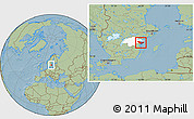 Savanna Style Location Map of Valdemarsvik Kommun, highlighted parent region, hill shading