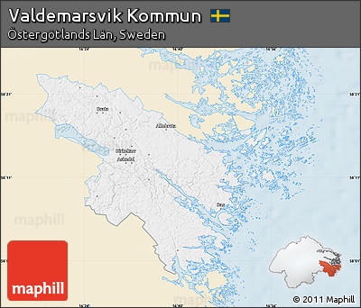 Classic Style Map of Valdemarsvik Kommun, single color outside
