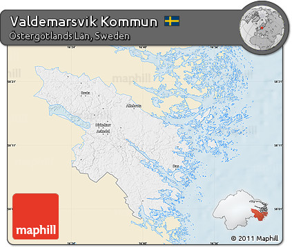 Classic Style Map of Valdemarsvik Kommun, single color outside