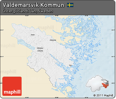 Classic Style Map of Valdemarsvik Kommun, single color outside