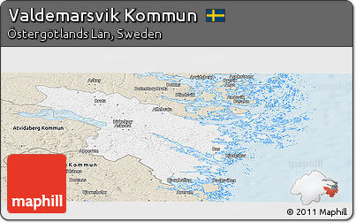 Classic Style Panoramic Map of Valdemarsvik Kommun