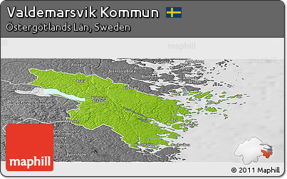 Physical Panoramic Map of Valdemarsvik Kommun, desaturated