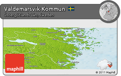 Physical Panoramic Map of Valdemarsvik Kommun