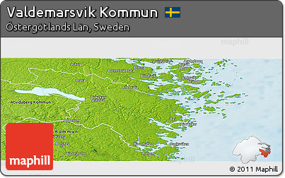 Physical Panoramic Map of Valdemarsvik Kommun