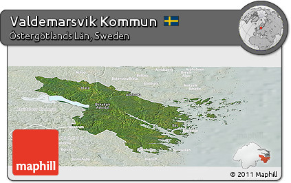 Satellite Panoramic Map of Valdemarsvik Kommun, lighten