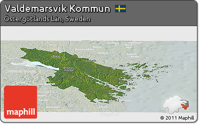 Satellite Panoramic Map of Valdemarsvik Kommun, lighten