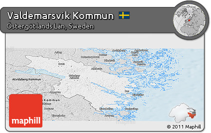Silver Style Panoramic Map of Valdemarsvik Kommun