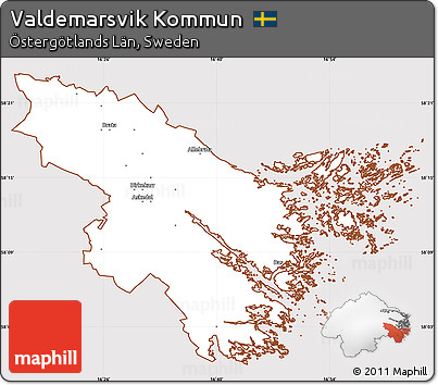 Classic Style Simple Map of Valdemarsvik Kommun, cropped outside