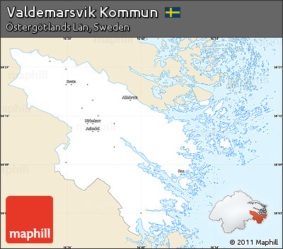 Classic Style Simple Map of Valdemarsvik Kommun, single color outside