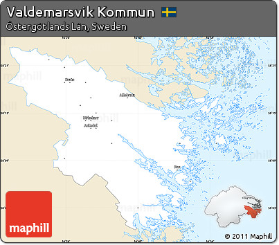 Classic Style Simple Map of Valdemarsvik Kommun, single color outside