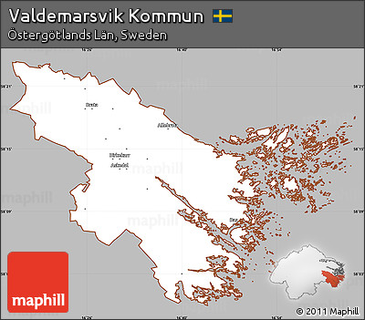 Gray Simple Map of Valdemarsvik Kommun, cropped outside