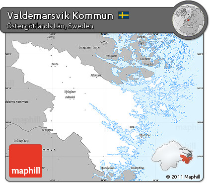 Gray Simple Map of Valdemarsvik Kommun