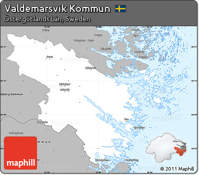 Gray Simple Map of Valdemarsvik Kommun